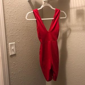Red Ribbed PLT Romper